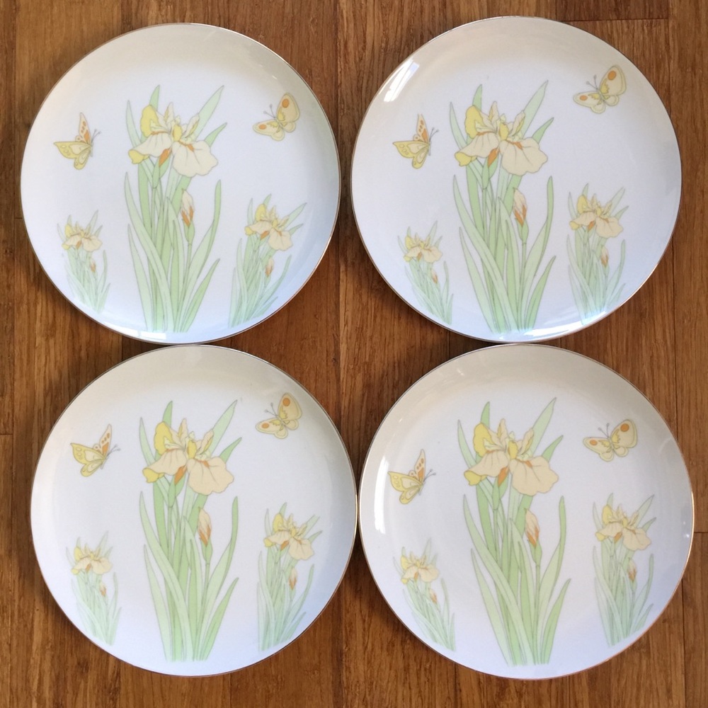 Vintage Fuji China Floral Dinner Plate Set 4 Rare!